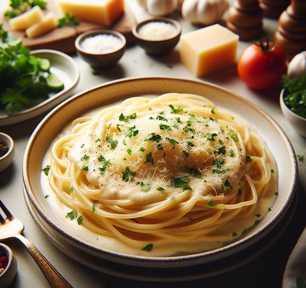 salsa bechamel con espaguetis